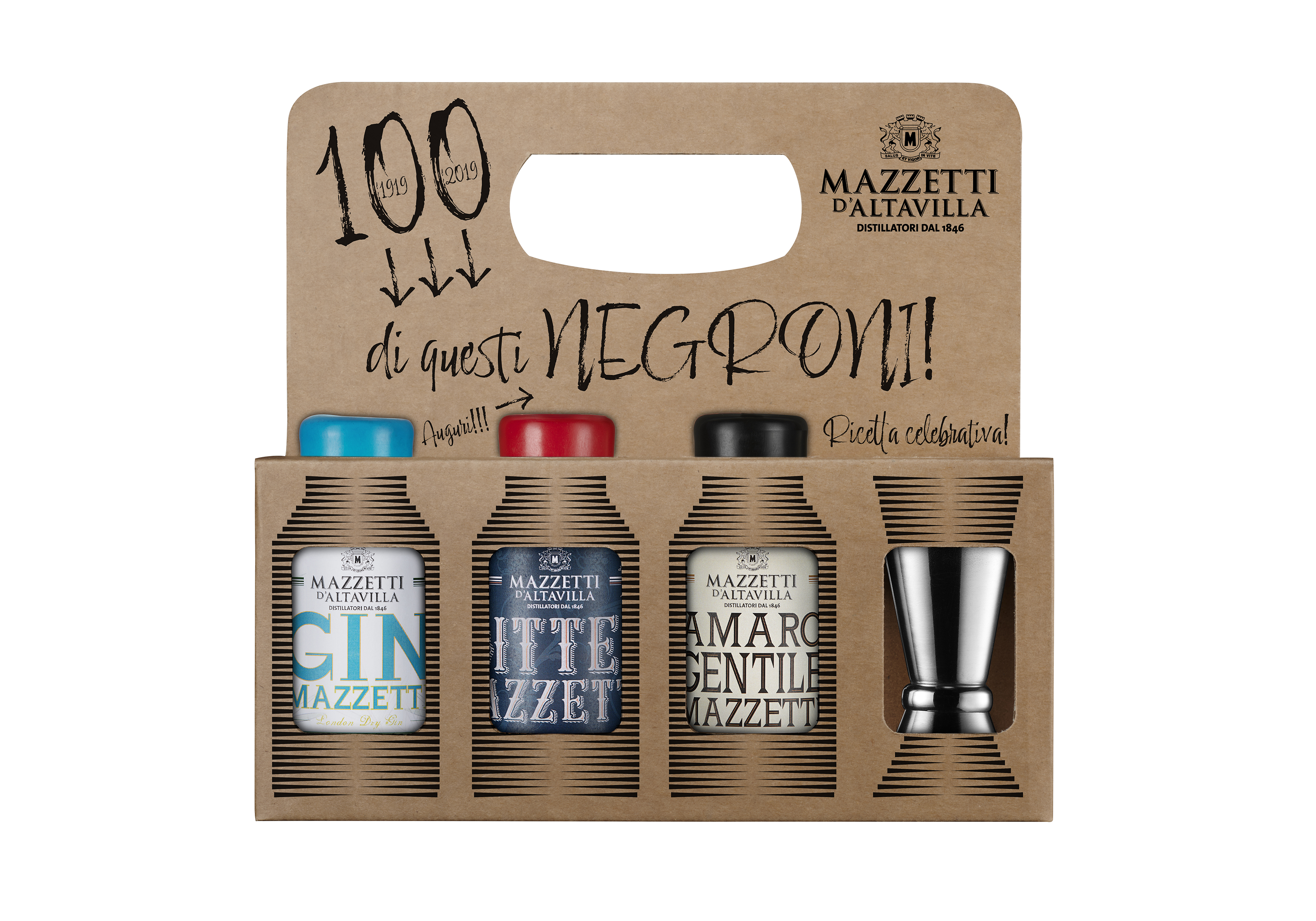 RICETTA NEGRONI by MAZZETTI - BITTER MAZZETTI 25% 10cl - GIN MAZZETTI 42% 10cl - AMARO GENTILE MAZZETTI 30% 10cl