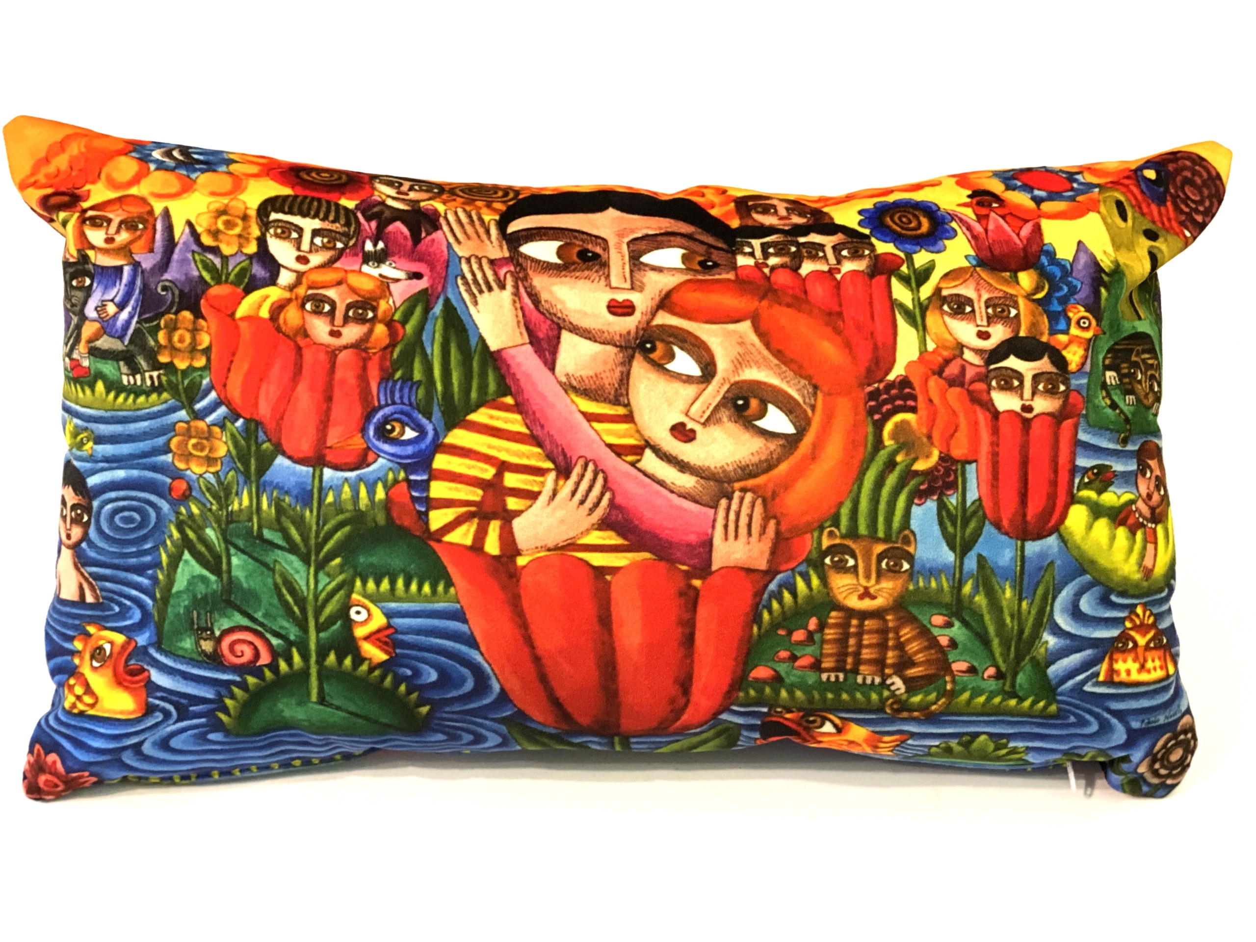 cuscino di tessuto Paolo Novelli abbraccio 48 x 28 cm
