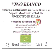 Bag in Box 3 Litri VINO BIANCO BIO